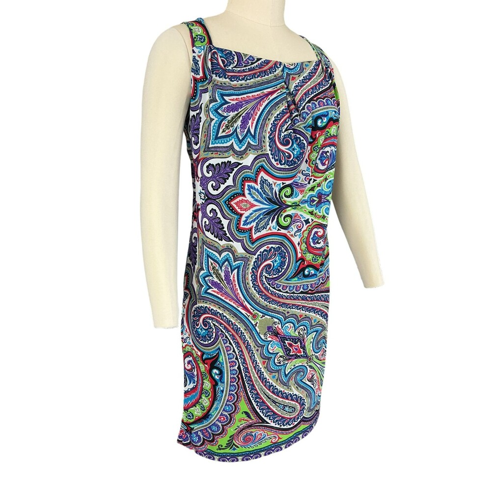 Etro Milano Paisely Shift Dress 42 /US 6 Sleeveless Square Neck Chic Italy BOHO - Picture 6 of 13